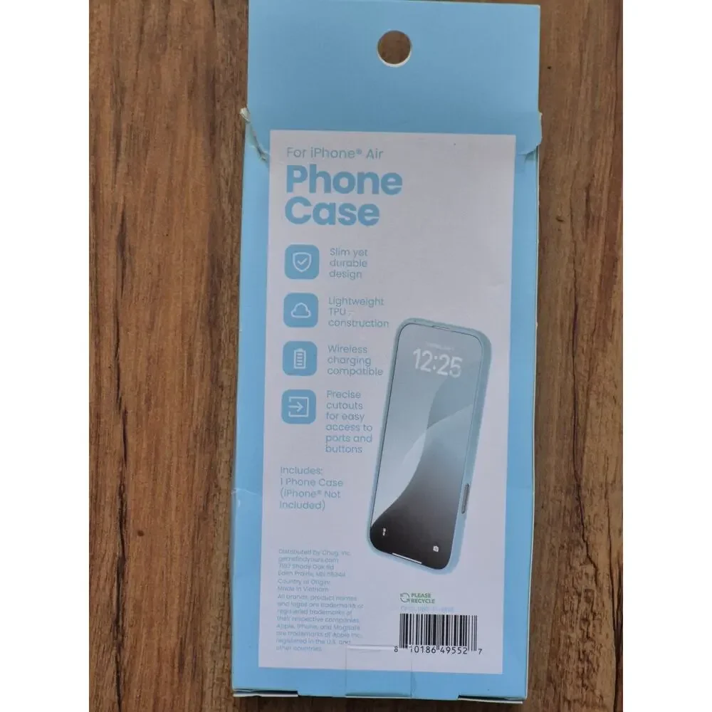 Phone Case for iPhone Air – Slim Clear TPU Wireless Charging Compatible Blue S13